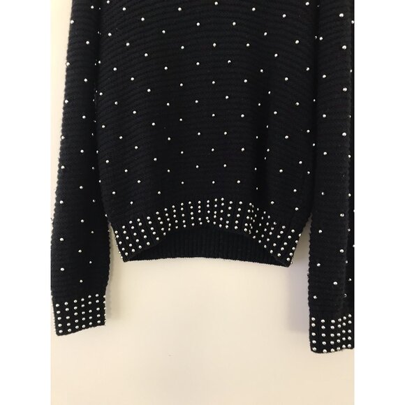 SEE BY CHLOE Black Wool Beads Embellished Jumper Sweater Sz USA 6 - Picture 6 of 16